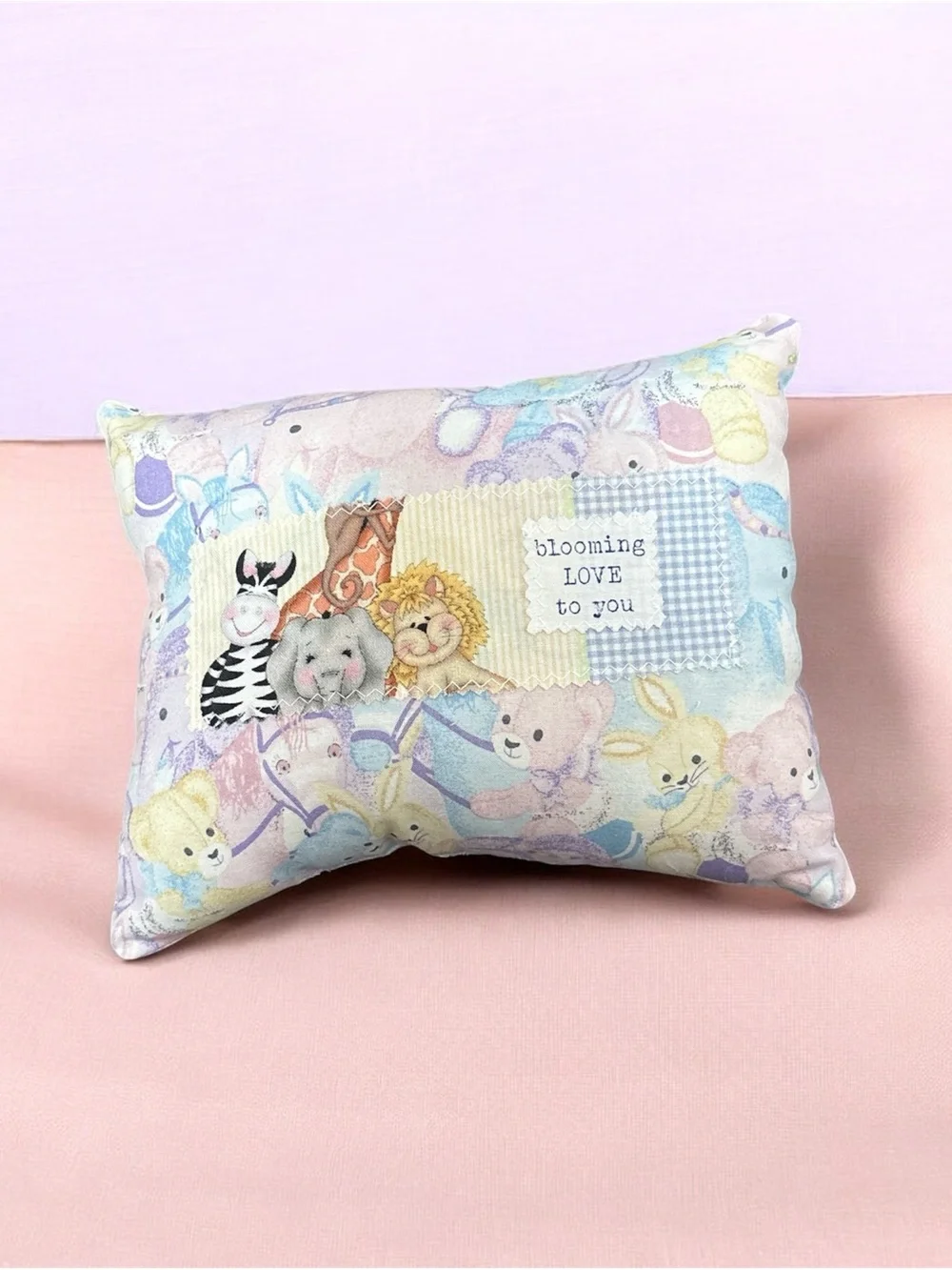 Blooming Love Pastel Baby Animal Accent Pillow